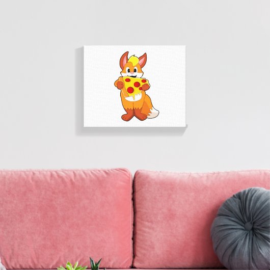 Fox met Pizza Canvas Afdruk (Insitu (Woonkamer))