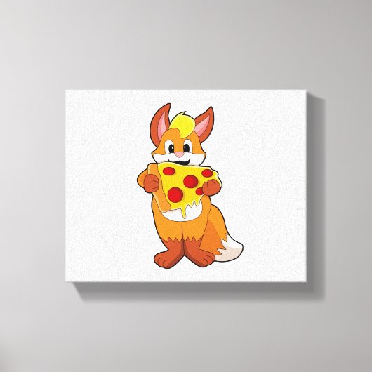 Fox met Pizza Canvas Afdruk (Voorkant)
