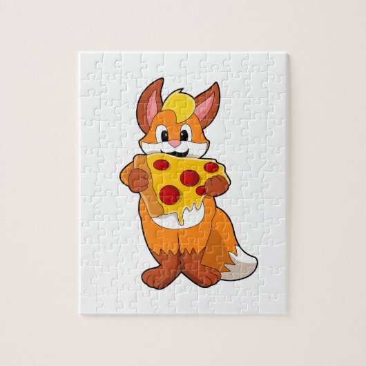 Fox met Pizza Legpuzzel (Verticaal)