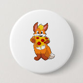 Fox met Pizza Ronde Button 7,6 Cm (Voorkant)