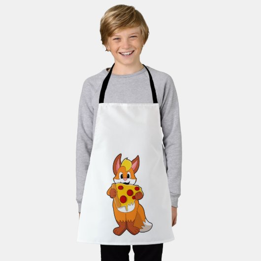 Fox met Pizza Schort (Gedragen)