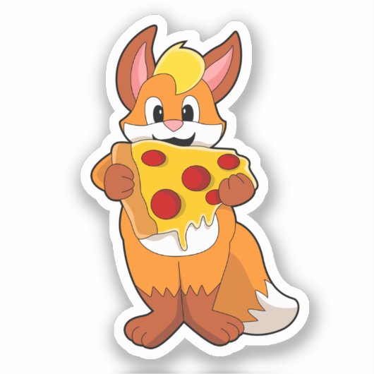 Fox met Pizza Sticker (Voorkant)