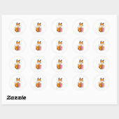 Fox met Popcorn Ronde Sticker (Vel)
