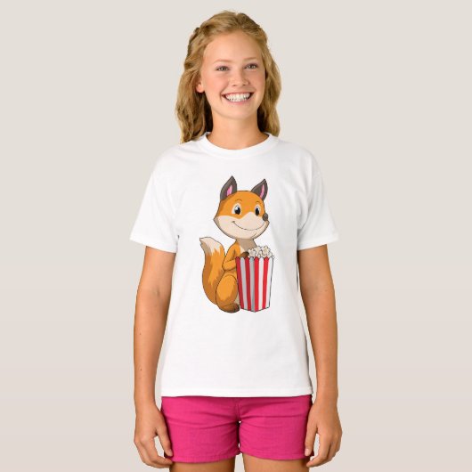Fox met Popcorn T-shirt (Voorkant volledig)