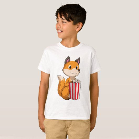 Fox met Popcorn T-shirt (Voorkant volledig)