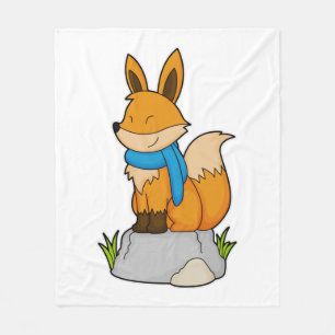 Fox met Scarf op Rock Fleece Deken