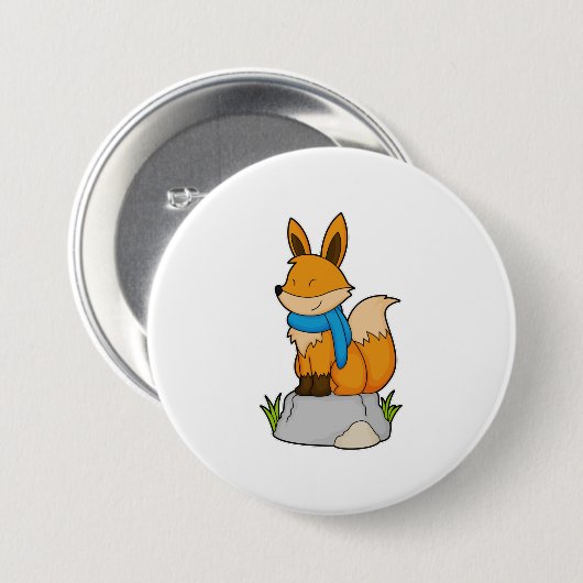 Fox met Scarf op Rock Ronde Button 7,6 Cm (Voorkant /achterkant)