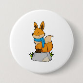 Fox met Scarf op Rock Ronde Button 7,6 Cm (Voorkant)