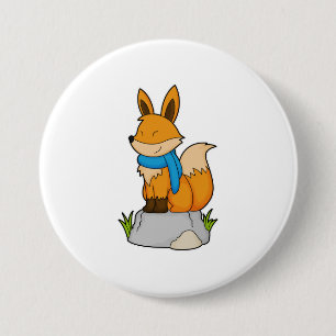 Fox met Scarf op Rock Ronde Button 7,6 Cm