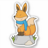 Fox met Scarf op Rock Sticker (Voorkant)