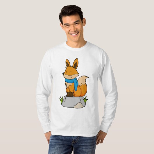 Fox met Scarf op Rock T-shirt (Voorkant volledig)