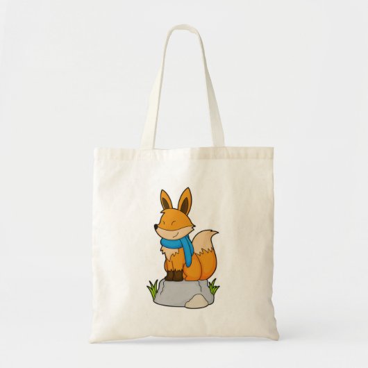 Fox met Scarf op Rock Tote Bag (Voorkant)