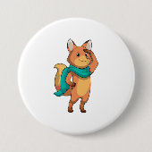 Fox met Scarf Ronde Button 7,6 Cm (Voorkant)