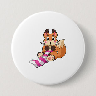 Fox met Scarf Ronde Button 7,6 Cm