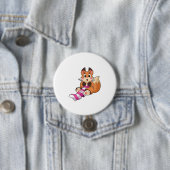 Fox met Scarf Ronde Button 7,6 Cm (In situ)