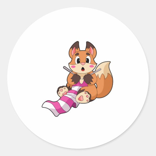 Fox met Scarf Ronde Sticker (Voorkant)
