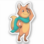 Fox met Scarf Sticker (Voorkant)
