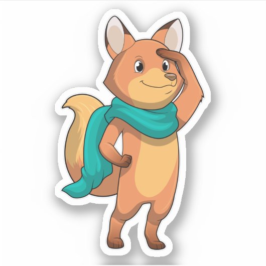 Fox met Scarf Sticker (Voorkant)