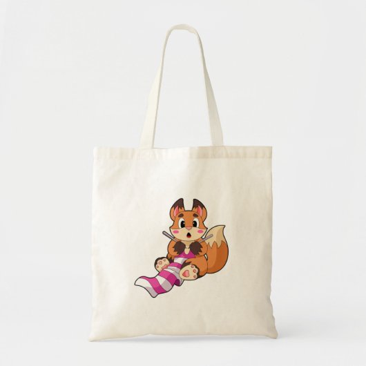 Fox met Scarf Tote Bag (Voorkant)