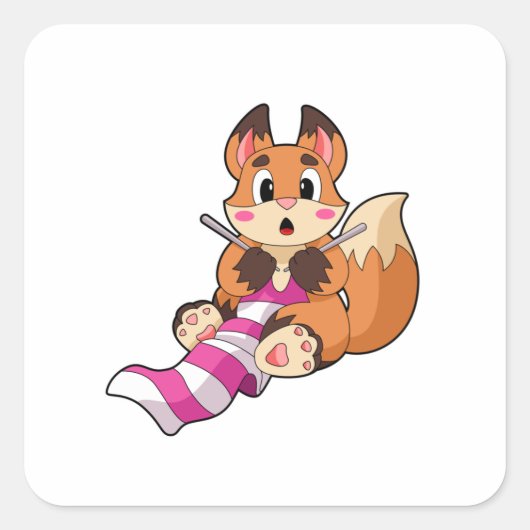 Fox met Scarf Vierkante Sticker (Voorkant)
