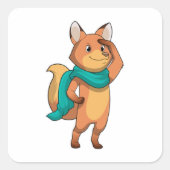 Fox met Scarf Vierkante Sticker (Voorkant)