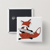 Fox met schuifregel vierkante button 5,1 cm (Voorkant /achterkant)