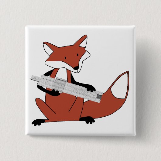 Fox met schuifregel vierkante button 5,1 cm (Voorkant)