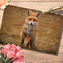 Fox met Script Overlay Decoupage Paper