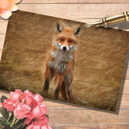  Fox met Script Overlay Decoupage Paper Tissuepapier