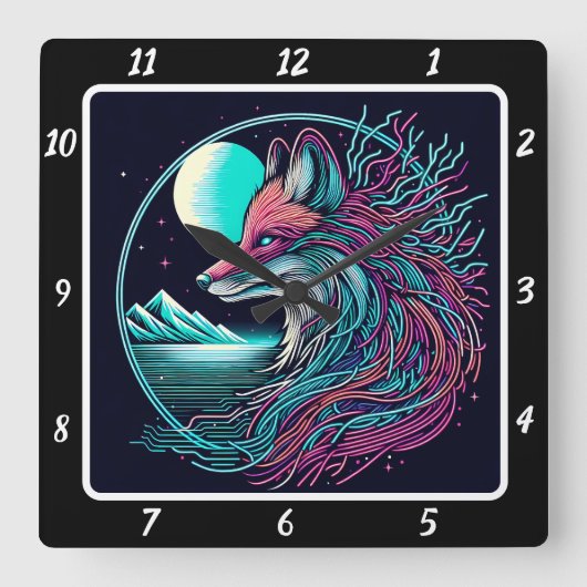 Fox met uitzicht op Twilight Peaks Vierkante Klok (Voorkant)