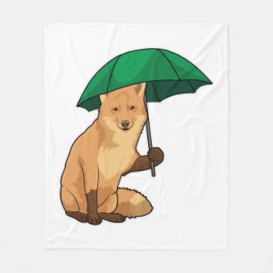 Fox met Umbrella Fleece Deken