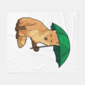 Fox met Umbrella Fleece Deken (Voorkant (Horizontaal))