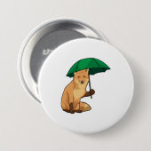 Fox met Umbrella Ronde Button 7,6 Cm (Voorkant /achterkant)