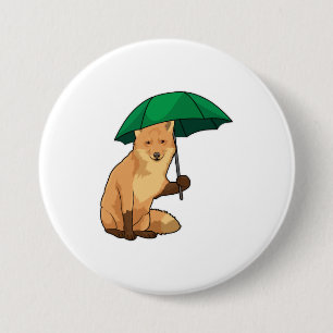 Fox met Umbrella Ronde Button 7,6 Cm