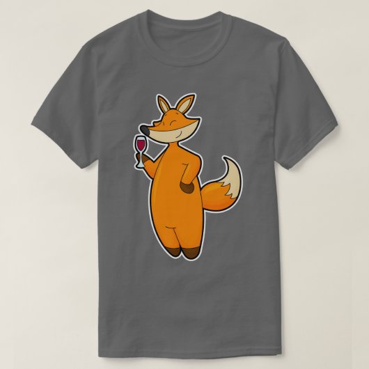 Fox met wijnglas t-shirt (Design voorkant)