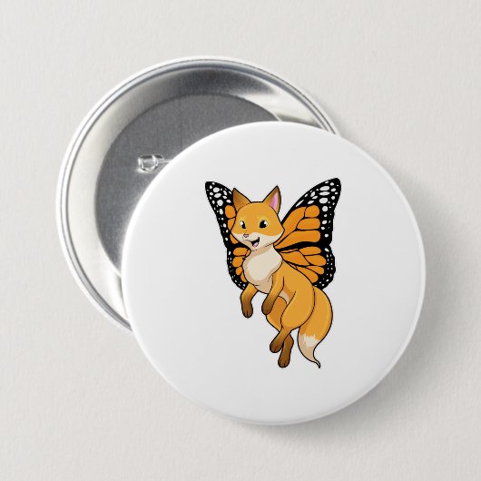 Fox met Wing Ronde Button 7,6 Cm (Voorkant /achterkant)