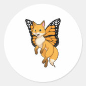 Fox met Wing Ronde Sticker (Voorkant)