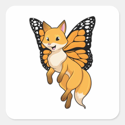 Fox met Wing Vierkante Sticker (Voorkant)