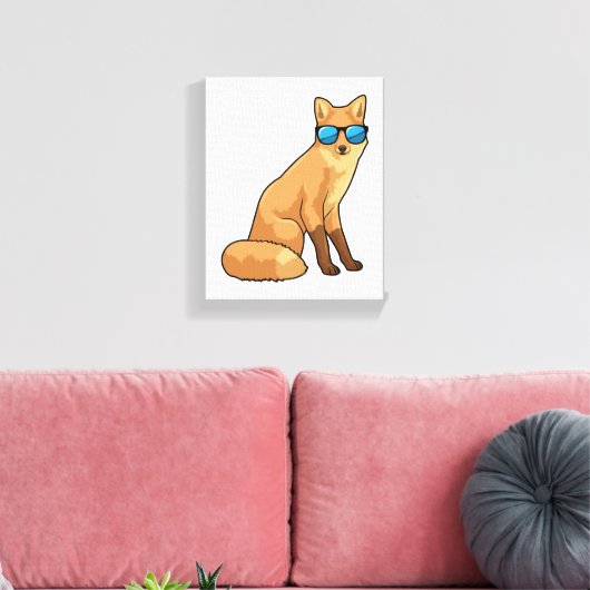 Fox met zonnebril canvas afdruk (Insitu (Woonkamer))