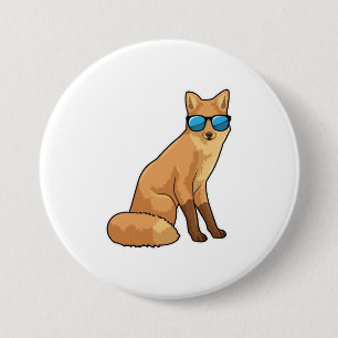 Fox met zonnebril ronde button 7,6 cm