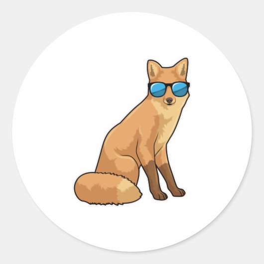 Fox met zonnebril ronde sticker (Voorkant)