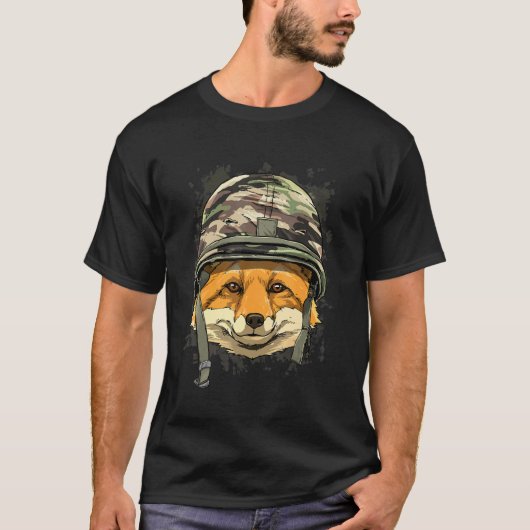 Fox Militaire Soldaat Veteranen Dag Dierenvossenja T-shirt (Voorkant)