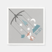 Fox Mobile Modern Blue Baby shower servetten (Voorkant)