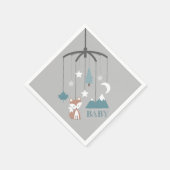 Fox Mobile Modern Blue Baby shower servetten (Hoek)
