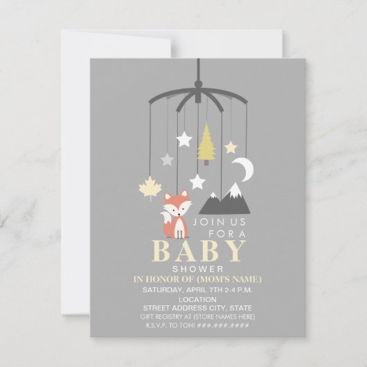 Fox Mobile Neutral Modern Baby shower Kaart (Voorkant)