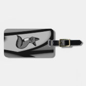 Fox Modern Art Design in Zilver Bagagelabel (Voorkant horizontaal)