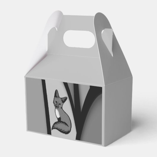 Fox Modern Art Design in Zilver Bedankdoosjes (Voorkant Zijde)