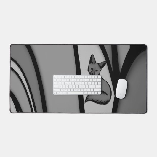 Fox Modern Art Design in Zilver Bureaumat (Keyboard & Muis)