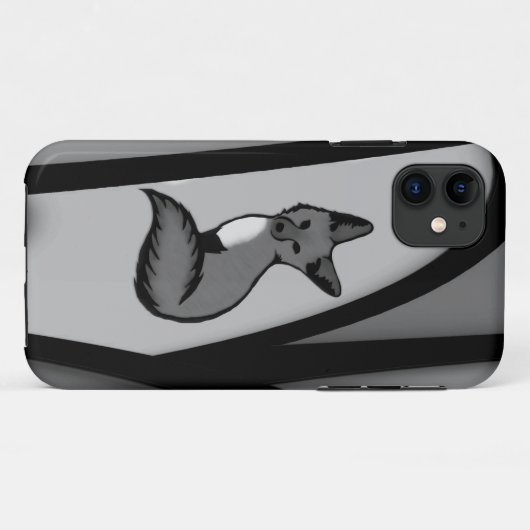 Fox Modern Art Design in Zilver Case-Mate iPhone Case (Achterkant (horizontaal))