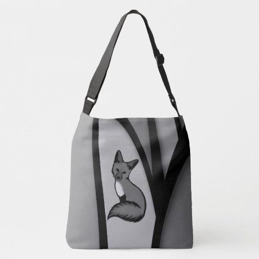 Fox Modern Art Design in Zilver Crossbody Tas (Achterkant)